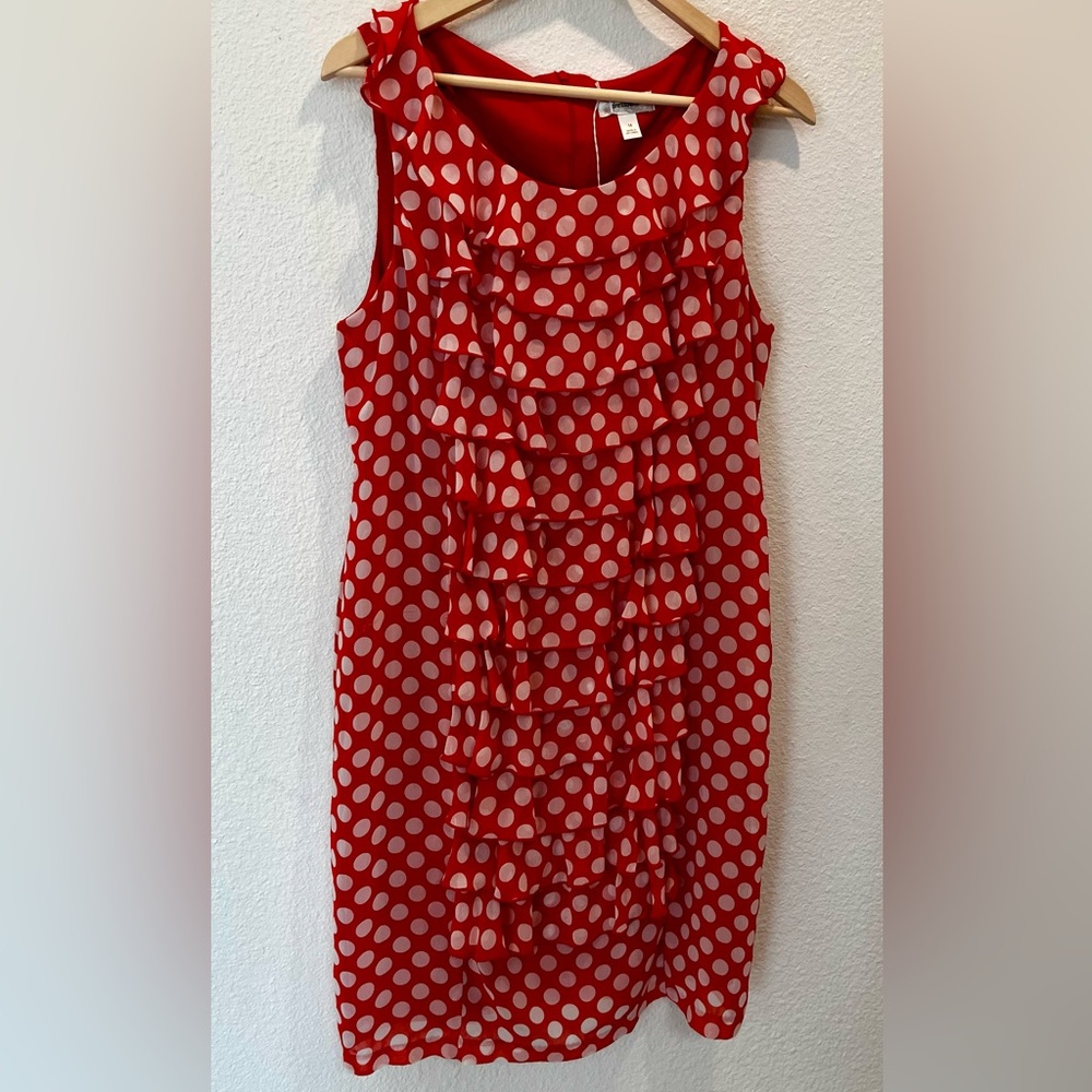 dressbarn Red and White Polka Dot Sleeveless‎ Dress